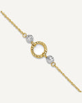 14k Two-tone Circle and Diamond-cut Beads 9 inch Plus 1 inch Bead Dangle Extender - Total 10 inch Anklet – View 1