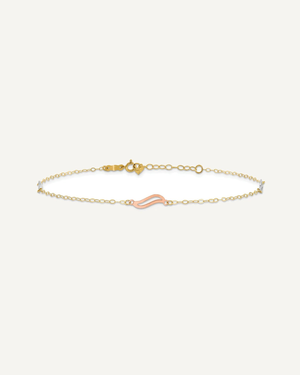 14K Tri-color Open Wavy Links 3-Station 9 inch Plus 1 inch Extender - Total 10 inch Anklet – View 3