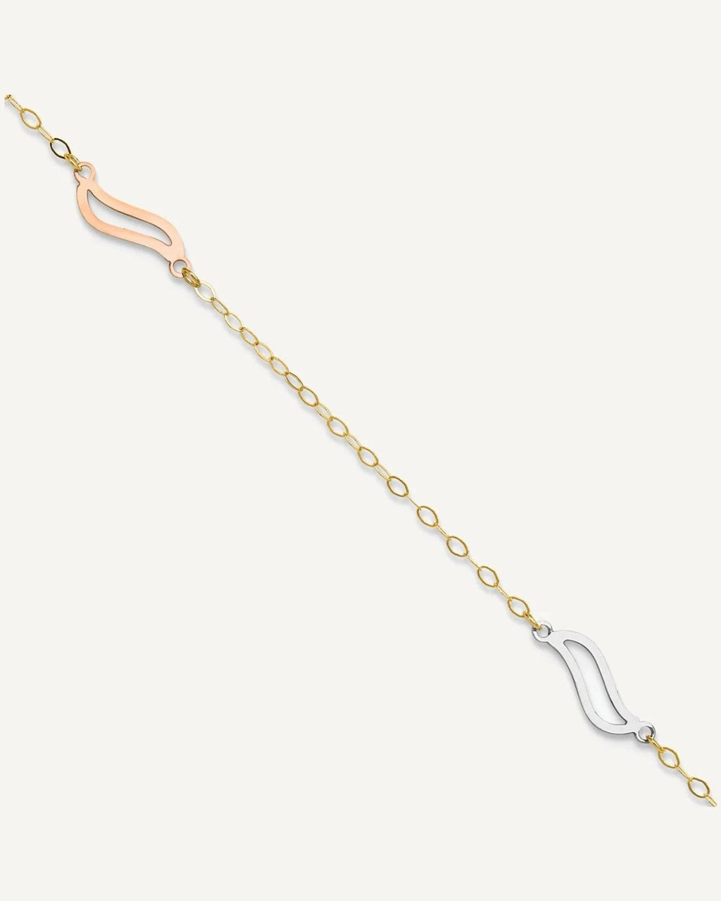 14K Tri-color Open Wavy Links 3-Station 9 inch Plus 1 inch Extender - Total 10 inch Anklet – View 1