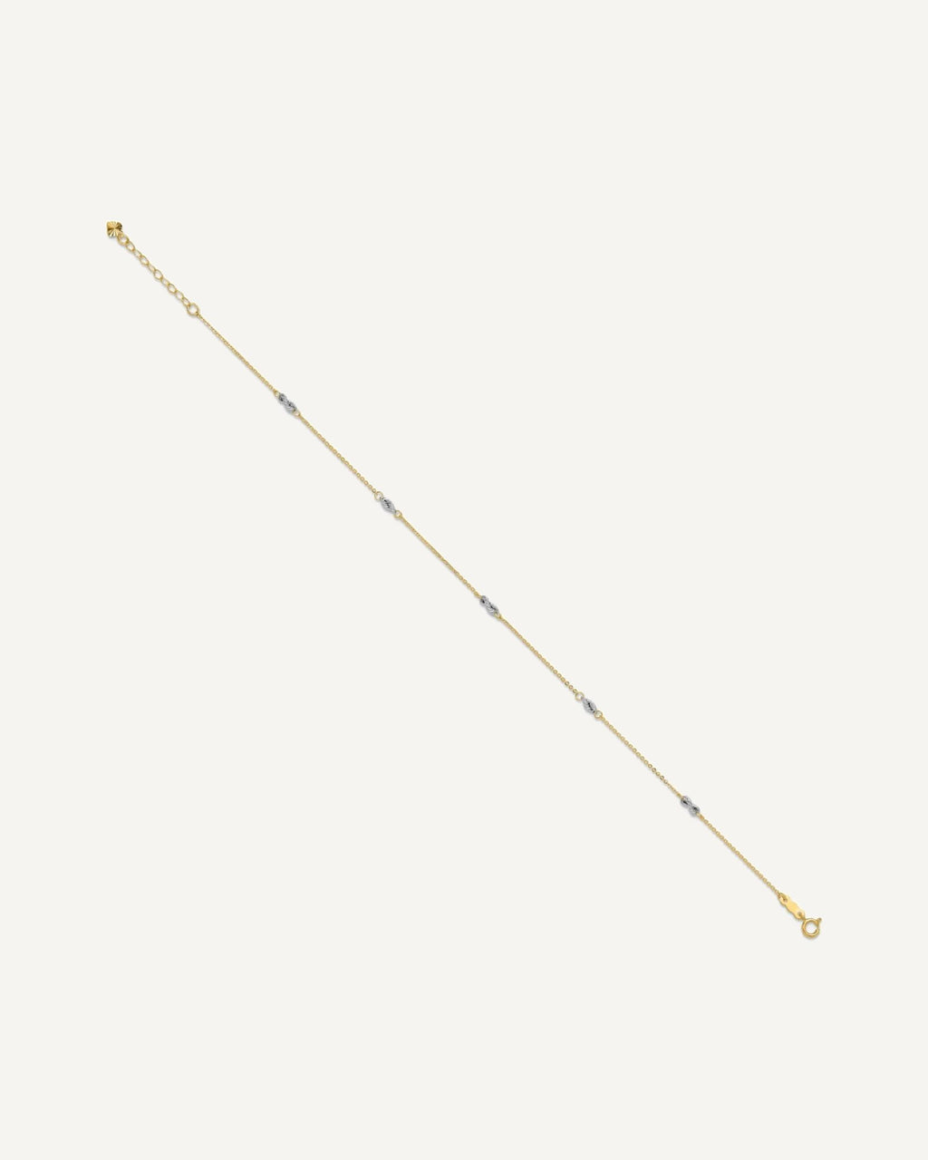 14K Two-tone Fancy Twist 5-Station 9 inch Plus 1 inch Extender - Total 10 inch Anklet – View 2
