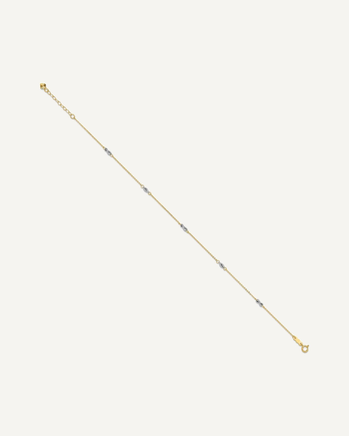 14K Two-tone Fancy Twist 5-Station 9 inch Plus 1 inch Extender - Total 10 inch Anklet – View 2