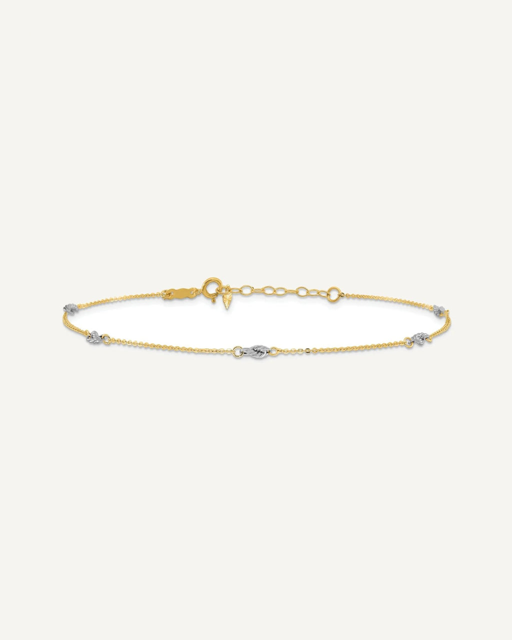 14K Two-tone Fancy Twist 5-Station 9 inch Plus 1 inch Extender - Total 10 inch Anklet – View 3