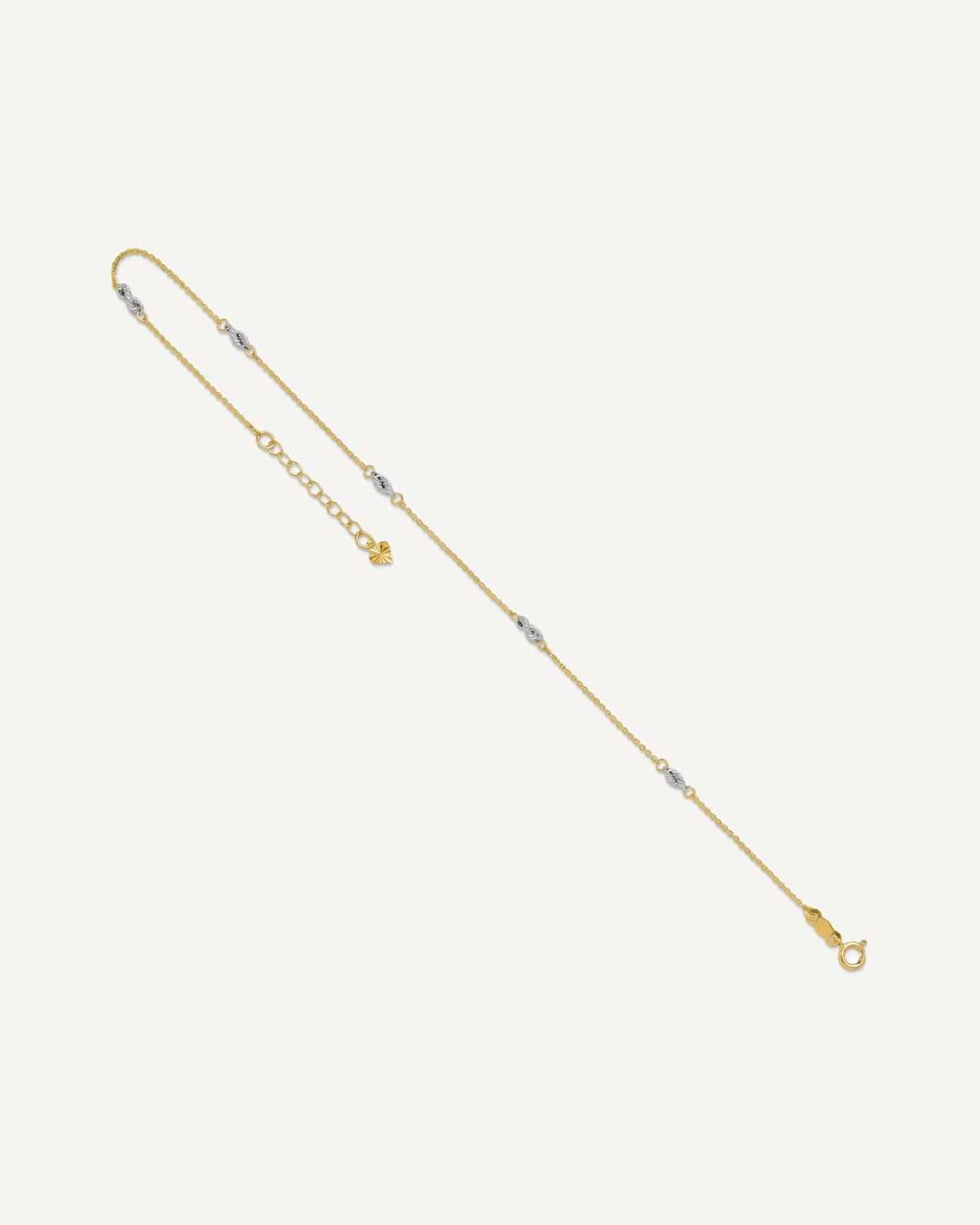 14K Two-tone Fancy Twist 5-Station 9 inch Plus 1 inch Extender - Total 10 inch Anklet – View 7