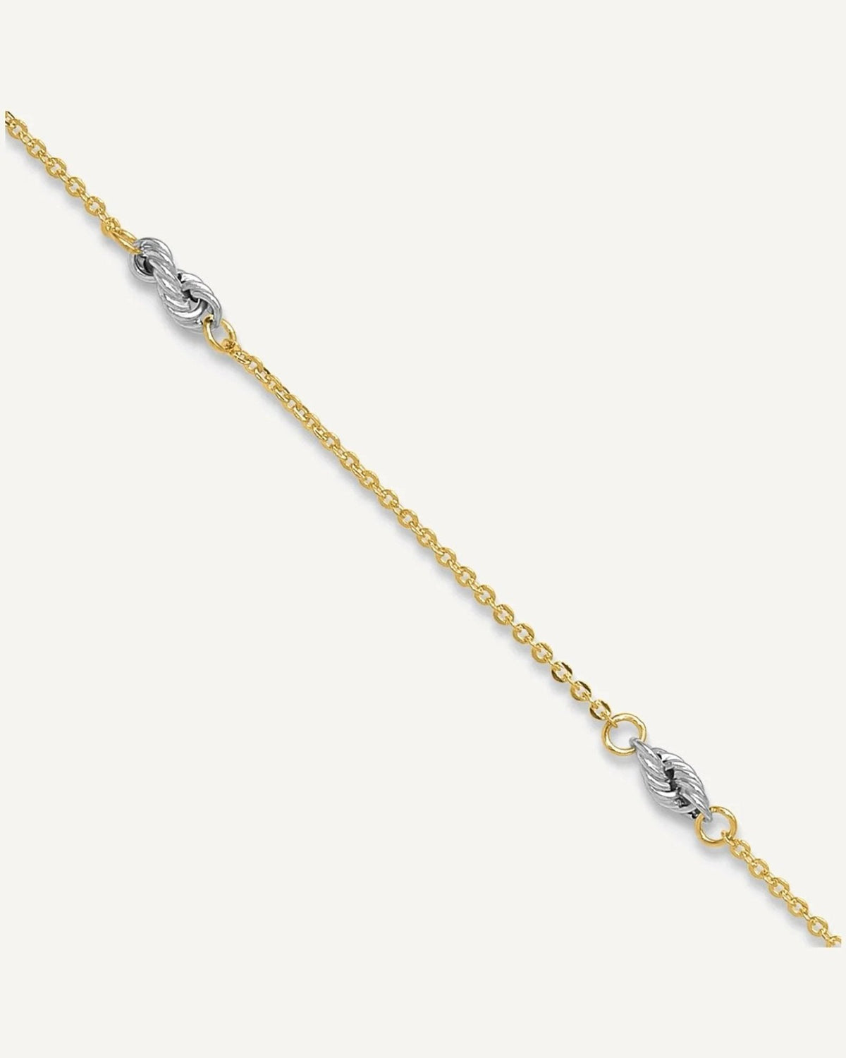 14K Two-tone Fancy Twist 5-Station 9 inch Plus 1 inch Extender - Total 10 inch Anklet – View 1