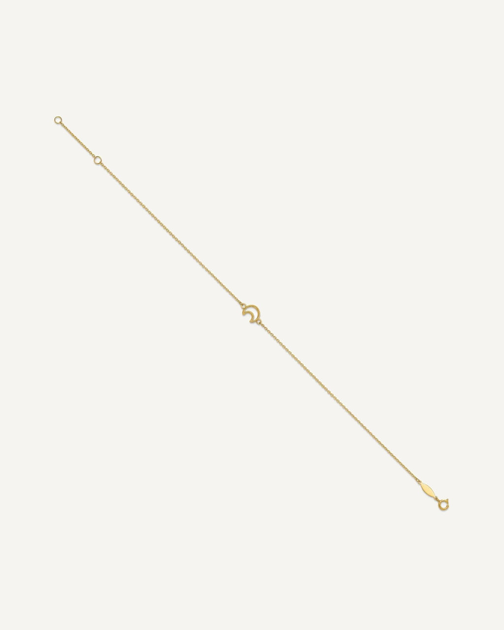 14K Textured and Polished Crescent Moon 9 inch Plus 1 inch Extender - Total 10 inch Anklet – View 2
