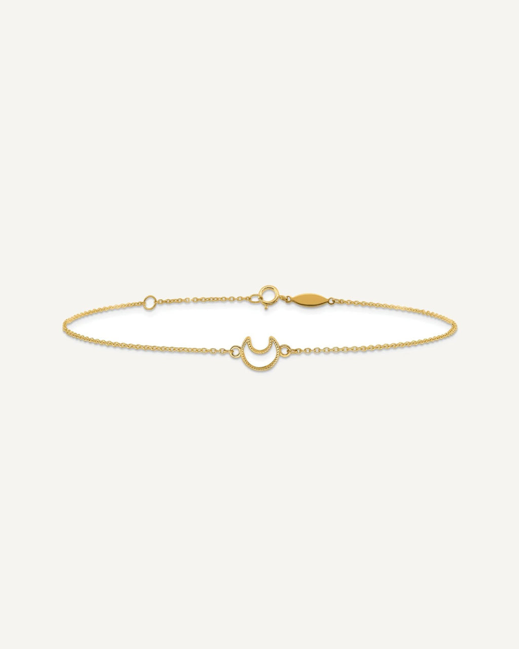 14K Textured and Polished Crescent Moon 9 inch Plus 1 inch Extender - Total 10 inch Anklet – View 3