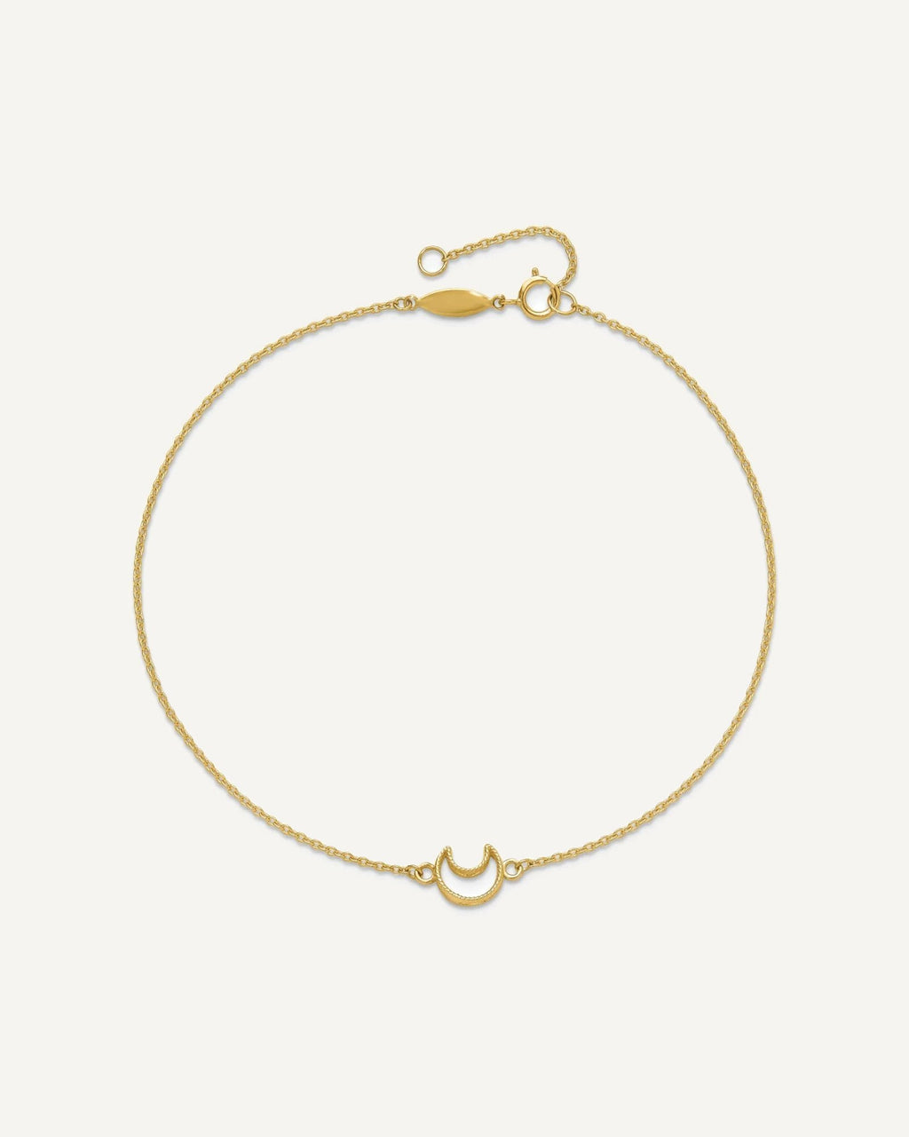 14K Textured and Polished Crescent Moon 9 inch Plus 1 inch Extender - Total 10 inch Anklet – View 5