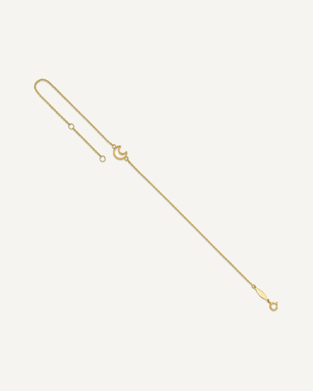 14K Textured and Polished Crescent Moon 9 inch Plus 1 inch Extender - Total 10 inch Anklet – View 7