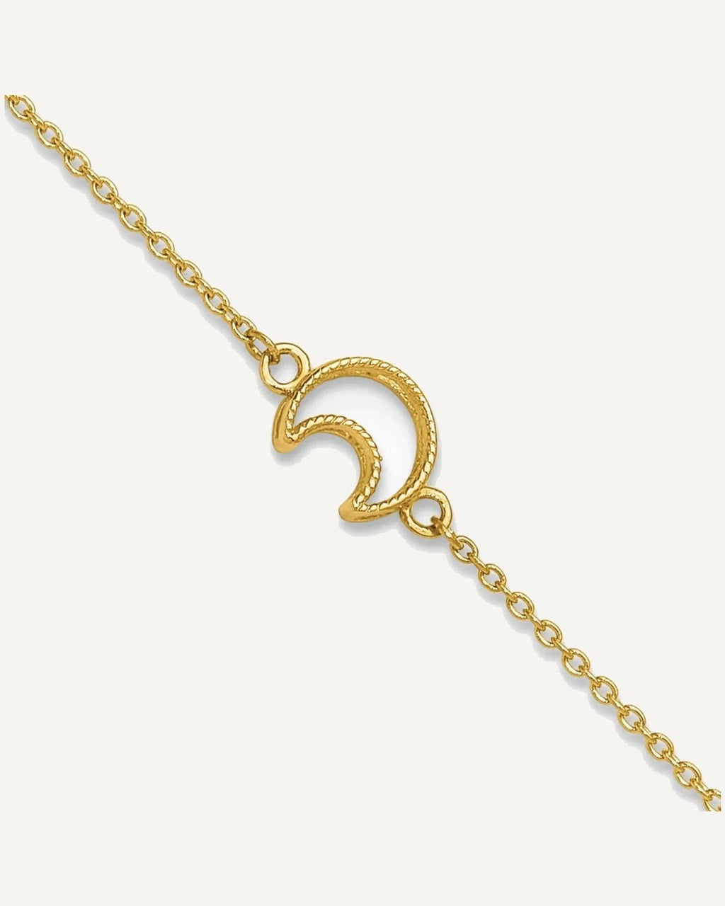 14K Textured and Polished Crescent Moon 9 inch Plus 1 inch Extender - Total 10 inch Anklet – View 1