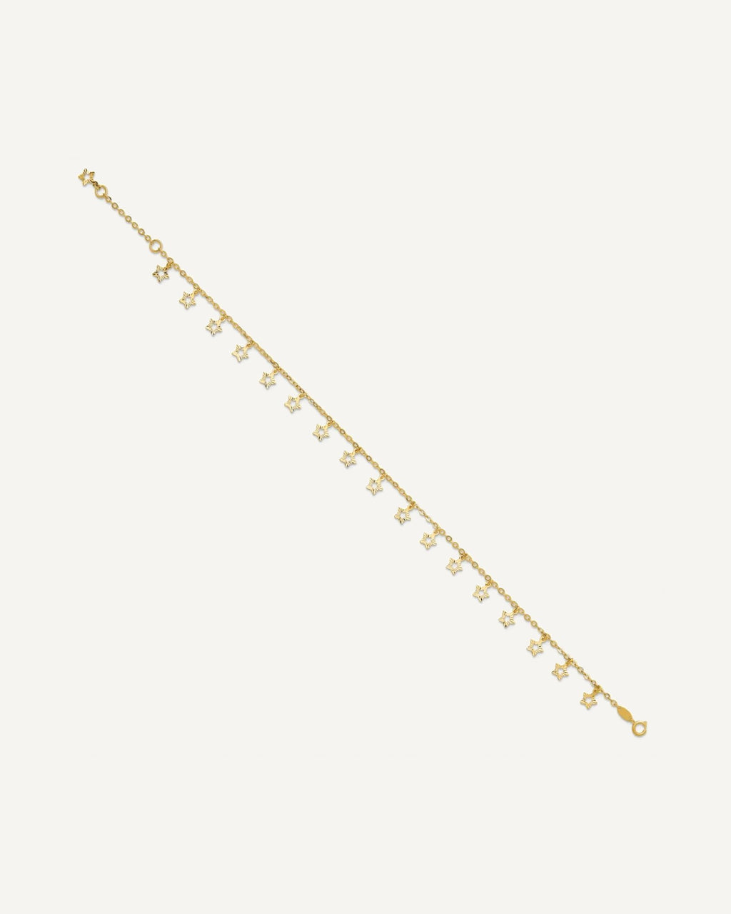 14k Polished and Textured Dangle Stars 9 inch Plus 1 inch Star Dangle Extender - Total 10 inch Anklet – View 2
