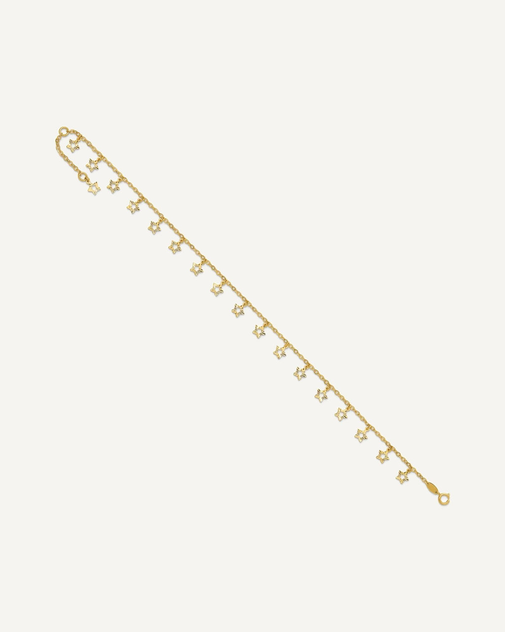 14k Polished and Textured Dangle Stars 9 inch Plus 1 inch Star Dangle Extender - Total 10 inch Anklet – View 7