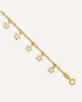 14k Polished and Textured Dangle Stars 9 inch Plus 1 inch Star Dangle Extender - Total 10 inch Anklet – View 1