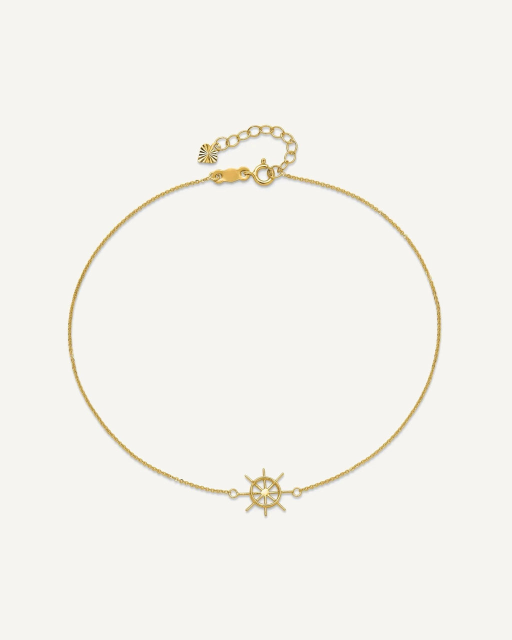 14k Ships Wheel 9 inch Plus 1 inch Extender - Total 10 inch Anklet – View 4