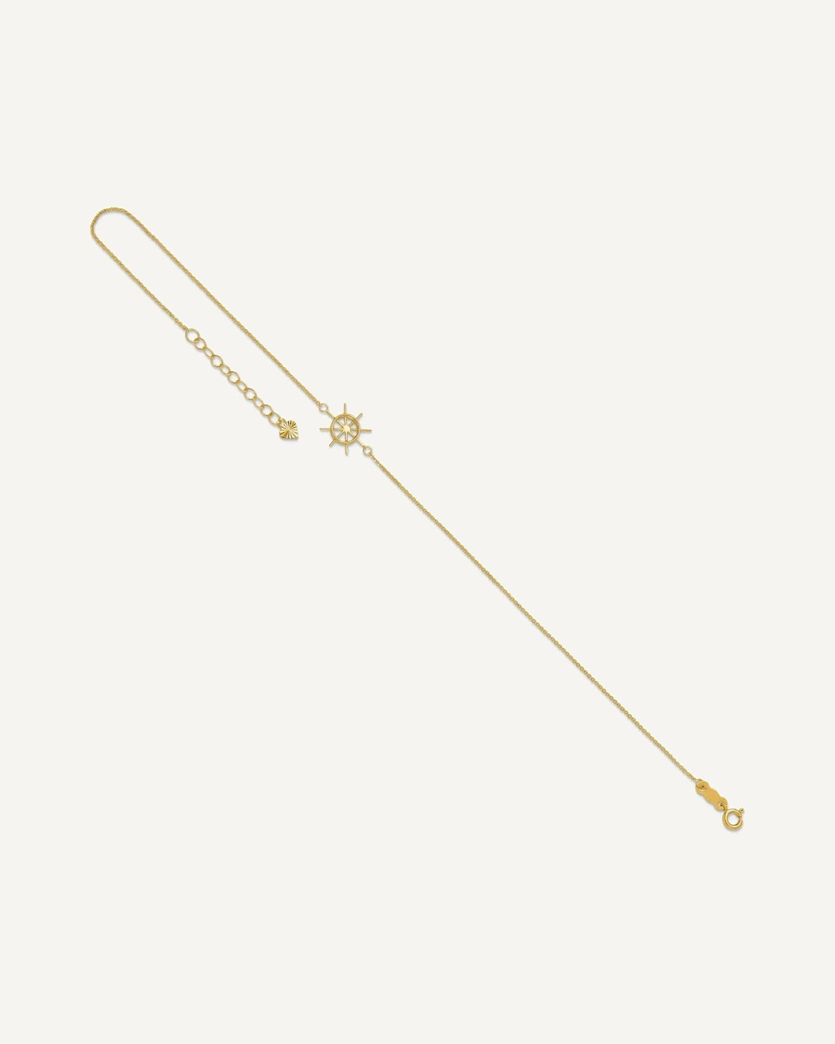 14k Ships Wheel 9 inch Plus 1 inch Extender - Total 10 inch Anklet – View 7