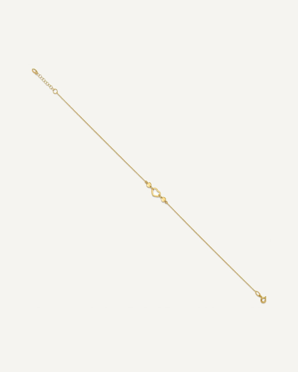 14k Polished Open Heart 10 inch Plus 0.75 inch Extender - Total 10.75 inch Anklet – View 2