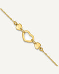 14k Polished Open Heart 10 inch Plus 0.75 inch Extender - Total 10.75 inch Anklet – View 1