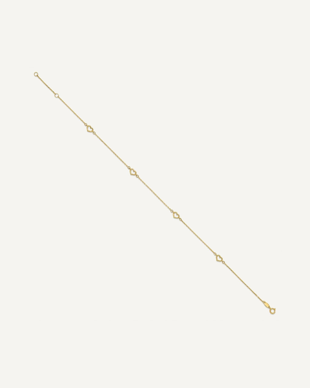 14K Open Hearts 4-Station 10 inch Plus 1 inch Extender - Total 11 inch Anklet – View 2