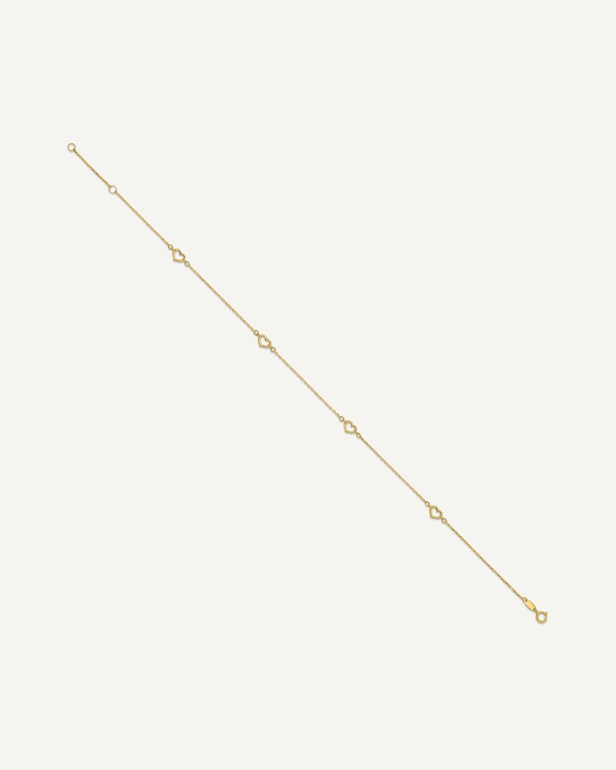 14K Open Hearts 4-Station 10 inch Plus 1 inch Extender - Total 11 inch Anklet – View 2