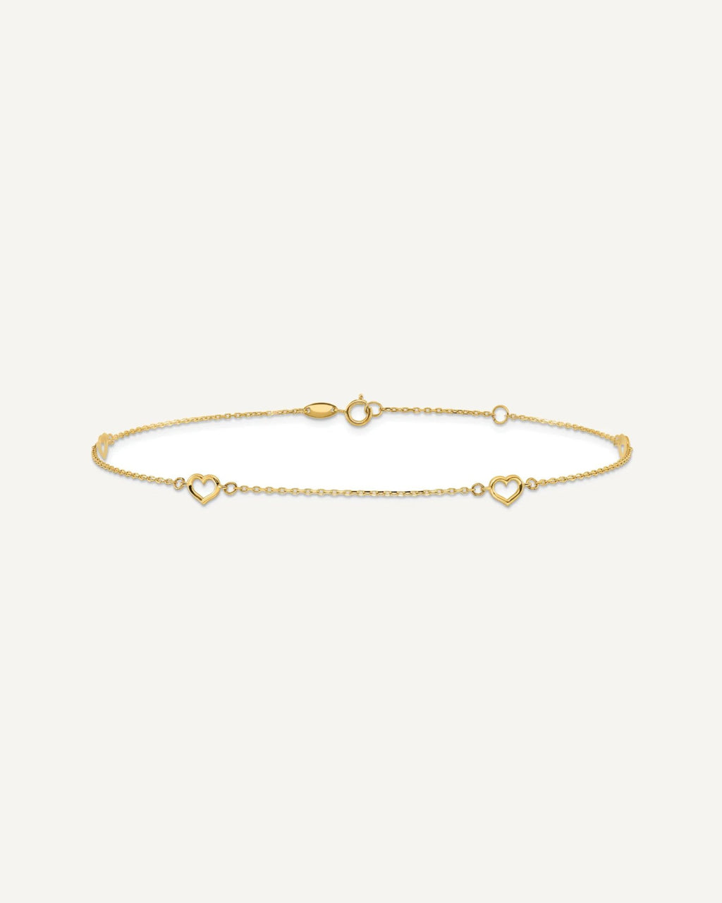 14K Open Hearts 4-Station 10 inch Plus 1 inch Extender - Total 11 inch Anklet – View 3