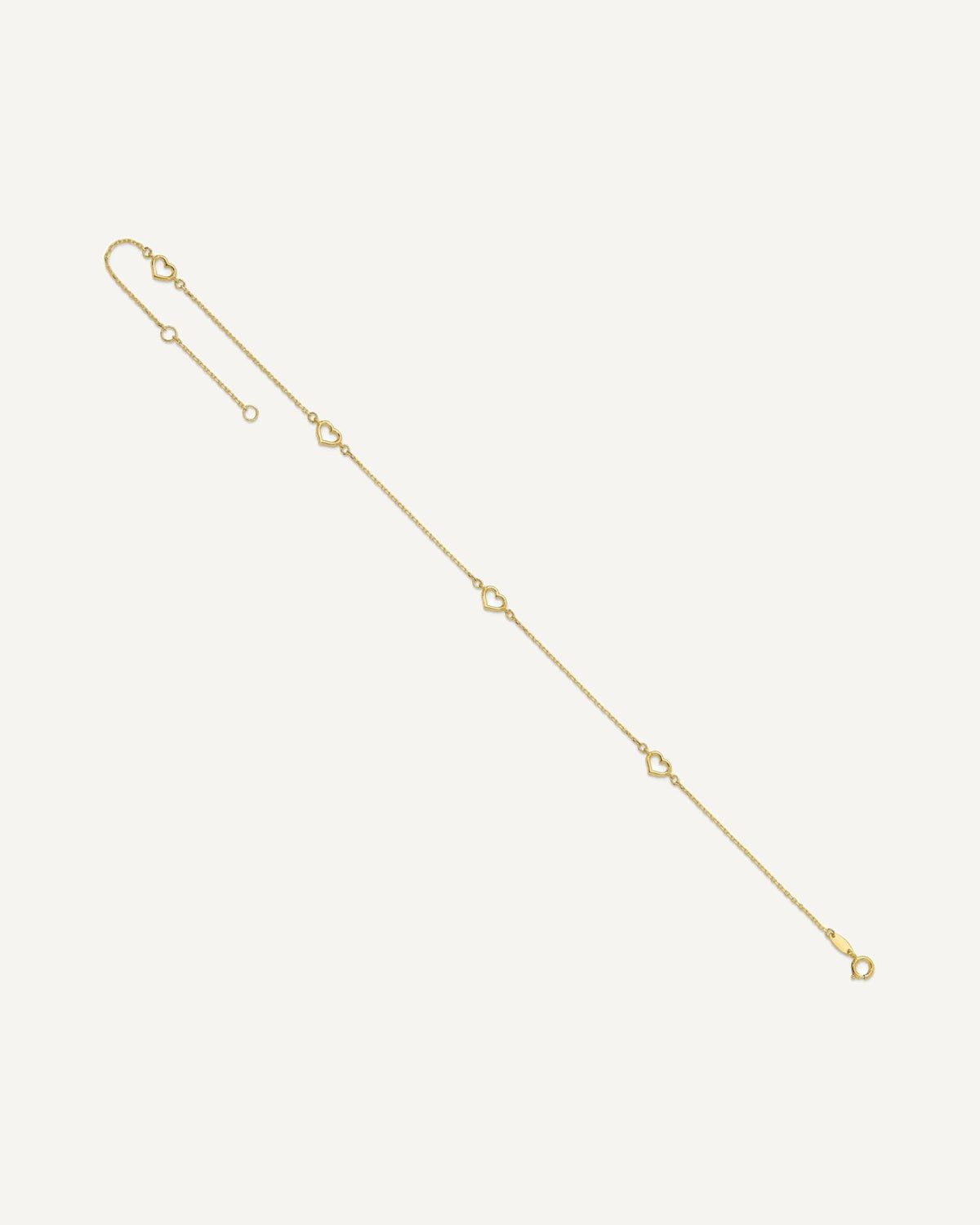 14K Open Hearts 4-Station 10 inch Plus 1 inch Extender - Total 11 inch Anklet – View 7