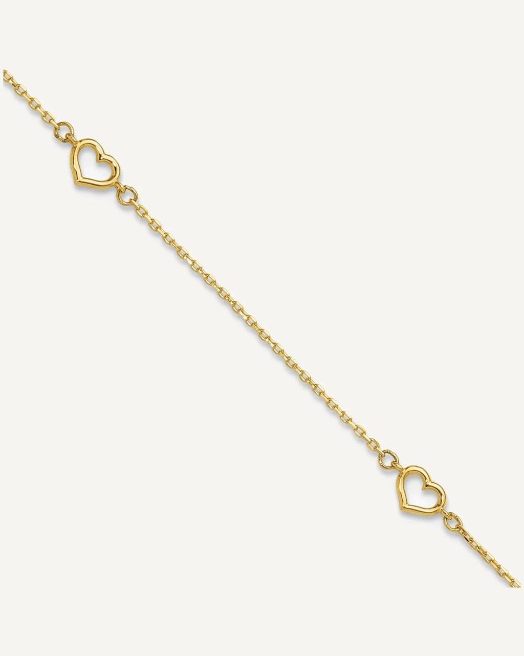 14K Open Hearts 4-Station 10 inch Plus 1 inch Extender - Total 11 inch Anklet – View 1