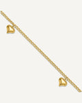 14K Polished Curb Chain with 3 Puffed Heart Dangles 9 inch Plus 1 inch Extender - Total 10 inch Anklet – View 1