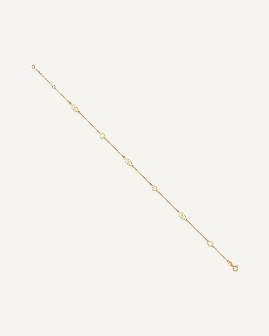 14K Polished Heart Links and Chain 9 inch Plus 1 inch Extender - Total 10 inch Anklet – View 2