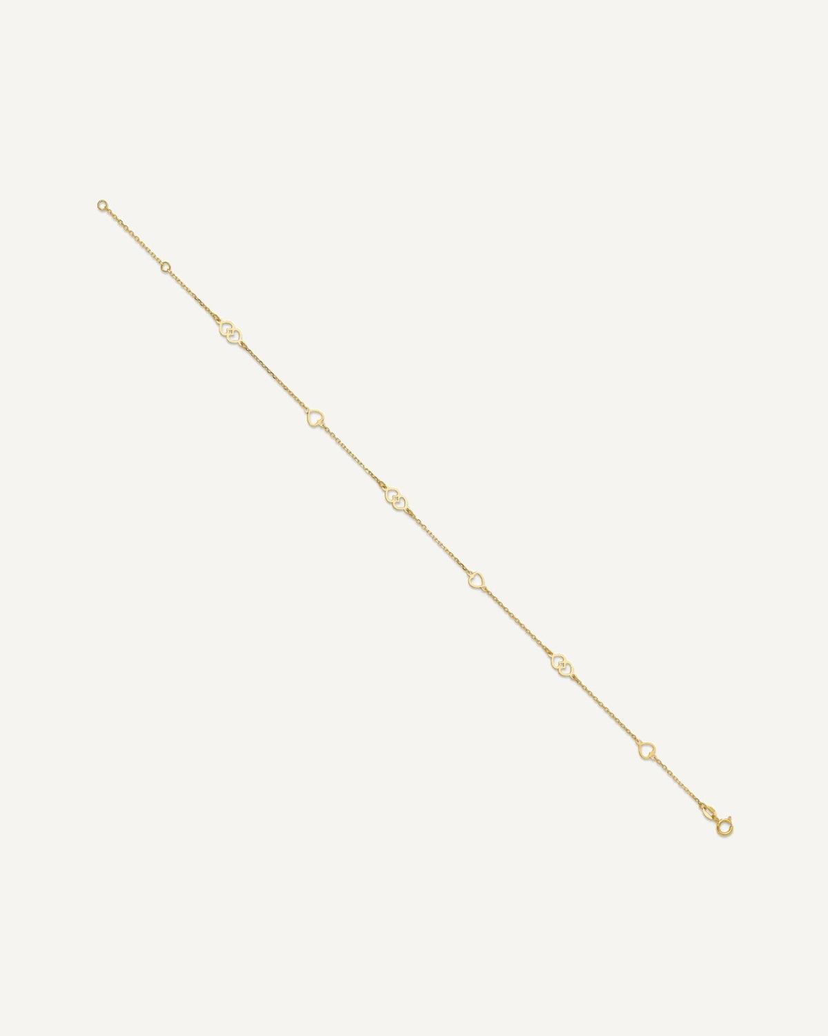14K Polished Heart Links and Chain 9 inch Plus 1 inch Extender - Total 10 inch Anklet – View 2