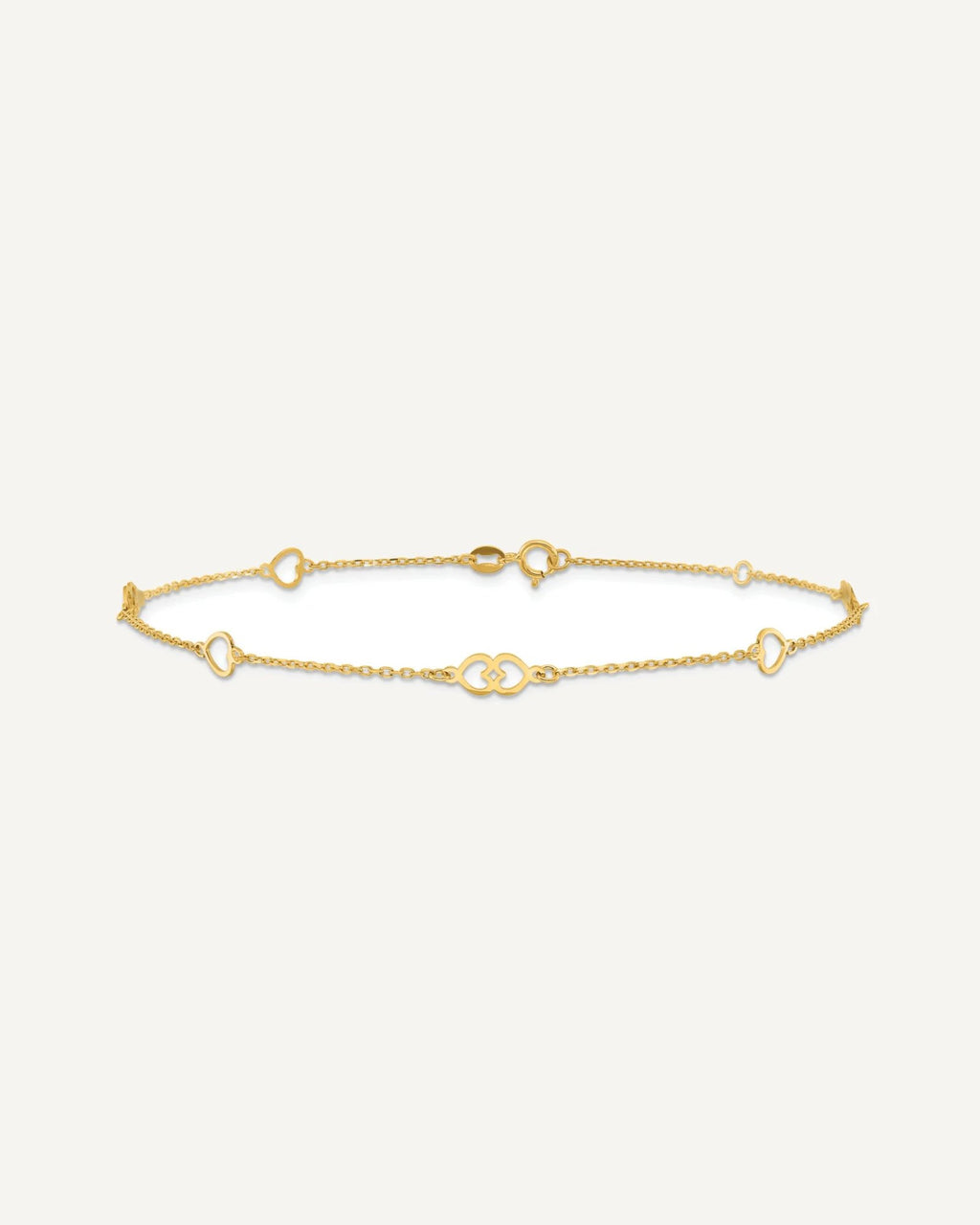 14K Polished Heart Links and Chain 9 inch Plus 1 inch Extender - Total 10 inch Anklet – View 3