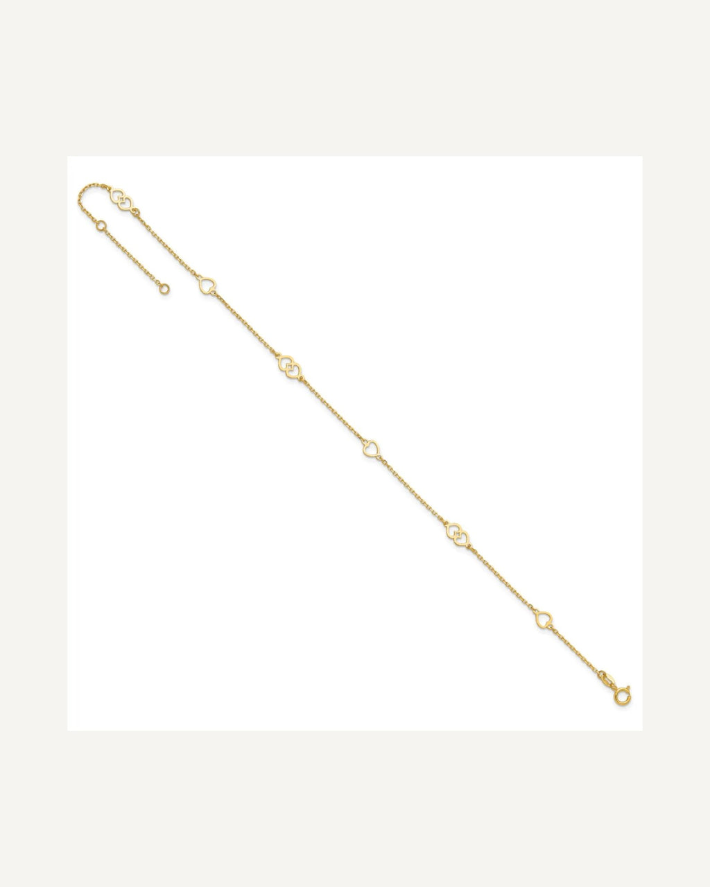 14K Polished Heart Links and Chain 9 inch Plus 1 inch Extender - Total 10 inch Anklet – View 7