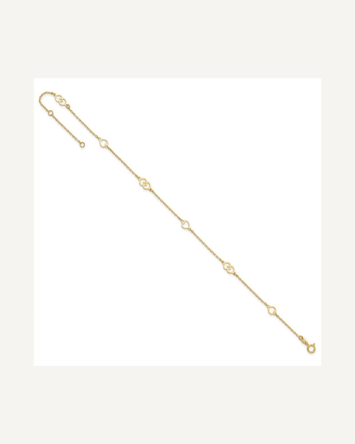 14K Polished Heart Links and Chain 9 inch Plus 1 inch Extender - Total 10 inch Anklet – View 7