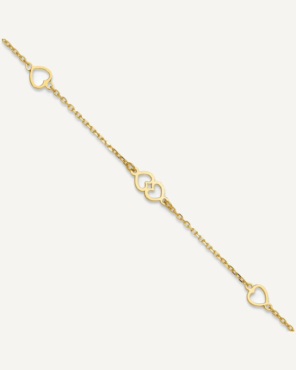 14K Polished Heart Links and Chain 9 inch Plus 1 inch Extender - Total 10 inch Anklet – View 1