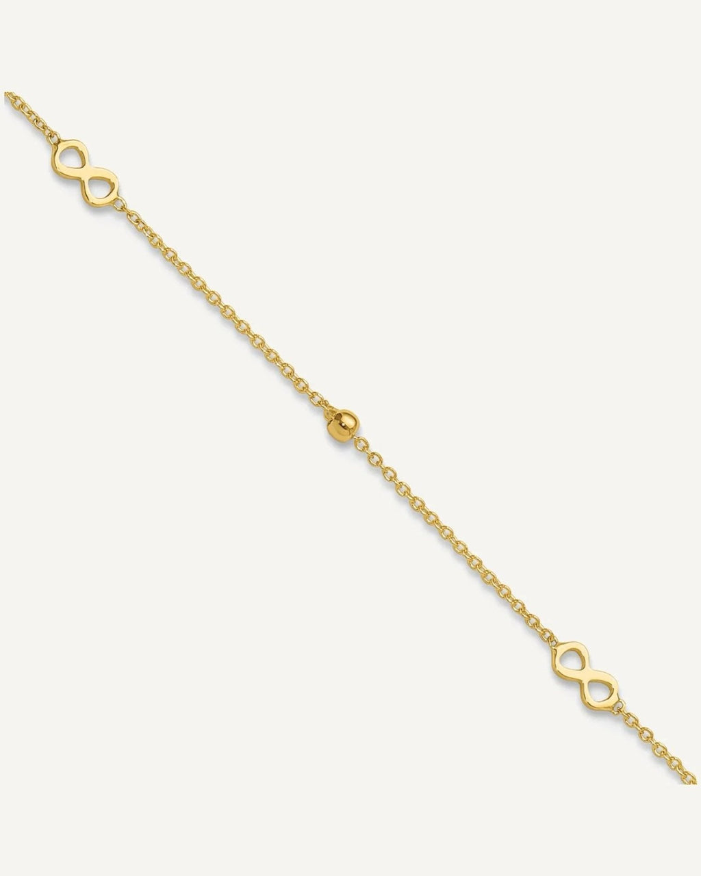 14K Polished Infinity and Beads 9 inch Plus 1 inch Extender - Total 10 inch Anklet – View 1