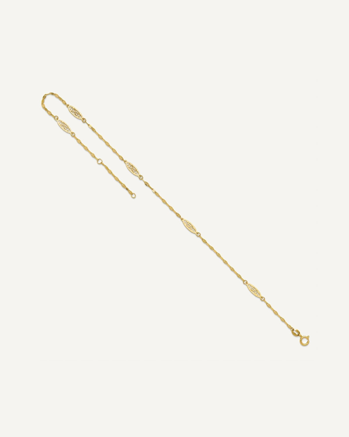14K Fancy Filigree Link 5-Station 9 inch Plus 1 inch Extender - Total 10 inch Anklet – View 7
