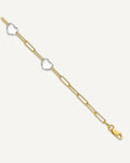 14K Two-tone 5 Hearts and Paperclip Links 9 inch Plus 1 inch Extender - Total 10 inch Anklet – View 1
