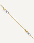 14k Two-tone Diamond-cut Double Hearts 3-Station 9 inch Plus 1 inch Extender - Total 10 inch Anklet – View 1