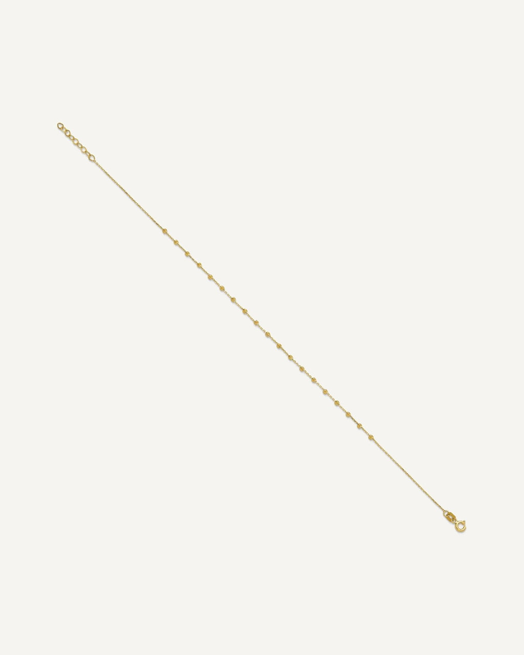 14K Diamond-cut Bead and Chain 9 inch Plus 0.75 inch Extender - Total 9.75 inch Anklet – View 2