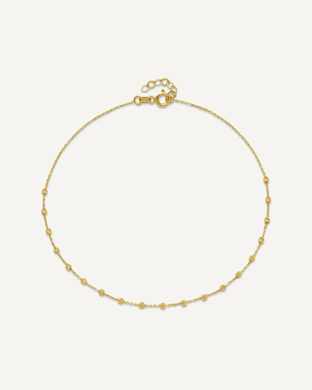 14K Diamond-cut Bead and Chain 9 inch Plus 0.75 inch Extender - Total 9.75 inch Anklet – View 4