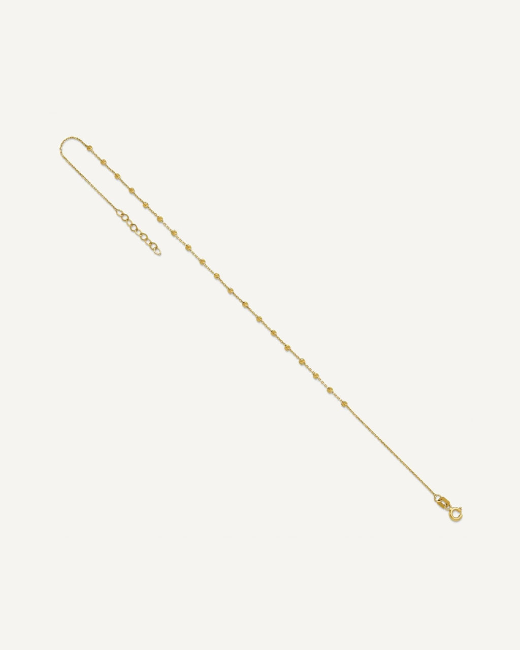 14K Diamond-cut Bead and Chain 9 inch Plus 0.75 inch Extender - Total 9.75 inch Anklet – View 5