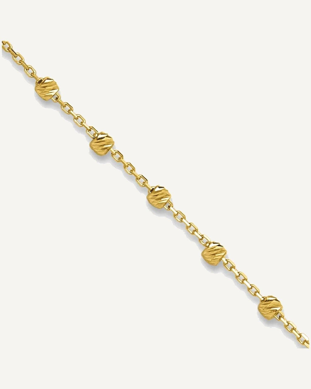 14K Diamond-cut Bead and Chain 9 inch Plus 0.75 inch Extender - Total 9.75 inch Anklet – View 1