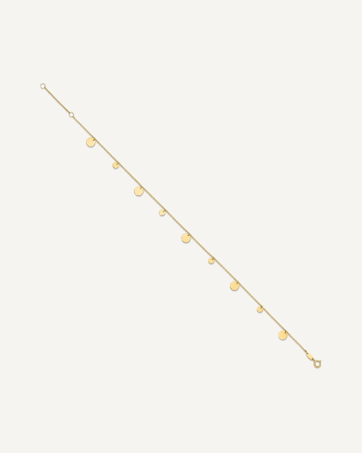 14K Polished Circle Dangles 9 inch Plus 1 inch Extender - Total 10 inch Anklet – View 2