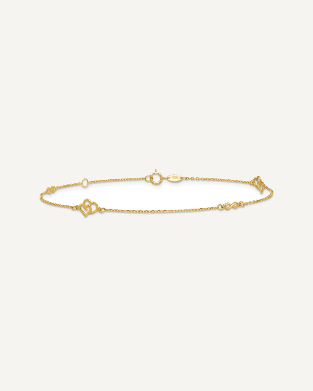 14k Polished Double Hearts and Infinity 9 inch Plus 1 inch Extender - Total 10 inch Anklet – View 4