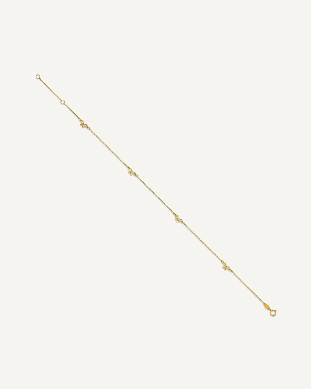 14k Polished Bows 4-station 9 inch Plus 1 inch Extender - Total 10 inch Anklet – View 3
