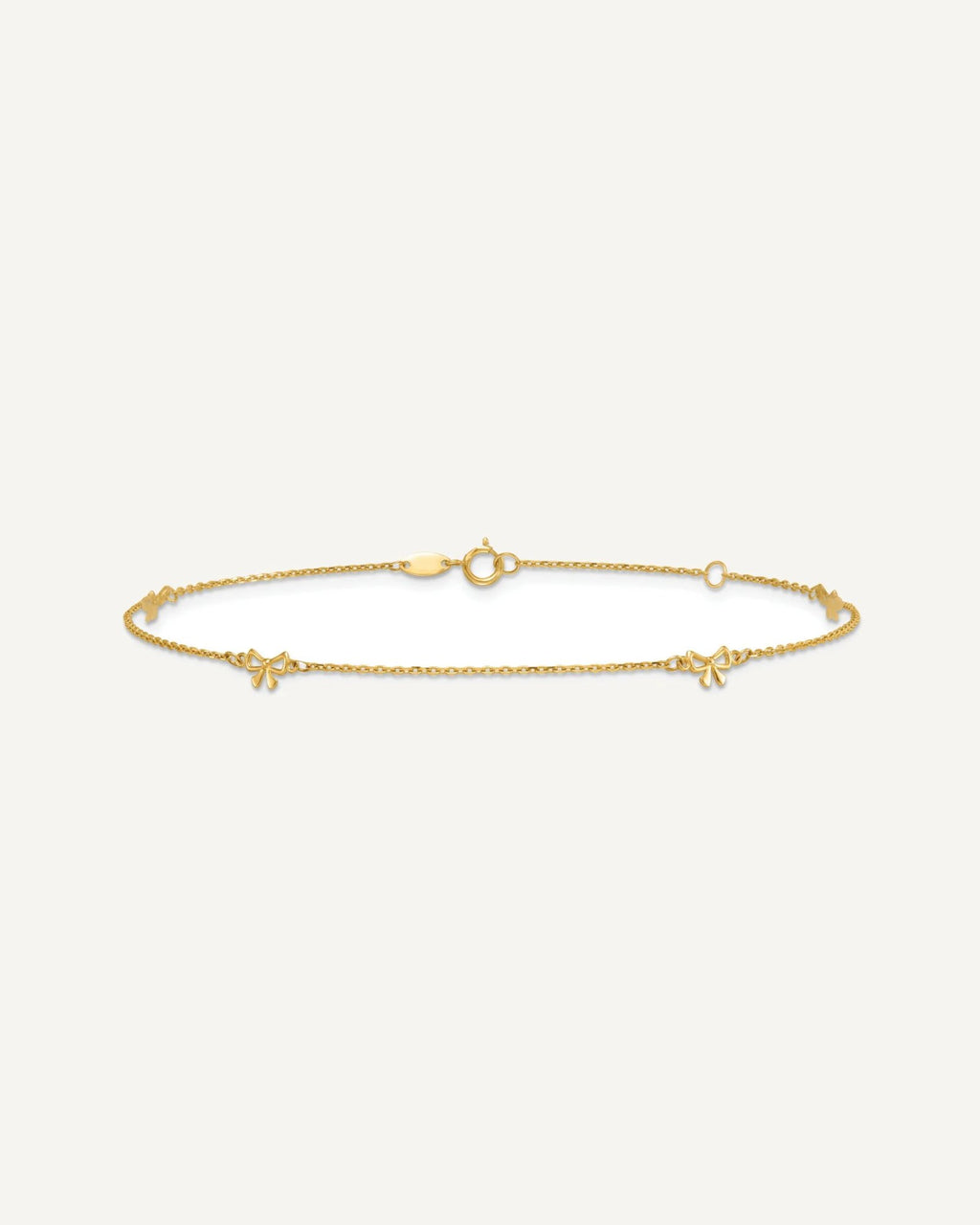 14k Polished Bows 4-station 9 inch Plus 1 inch Extender - Total 10 inch Anklet – View 4