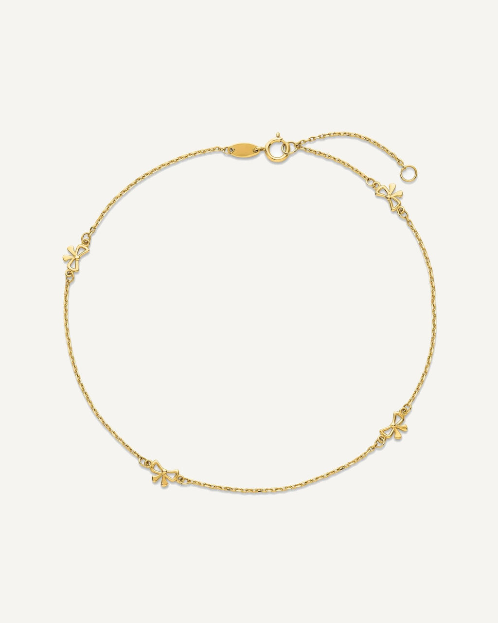 14k Polished Bows 4-station 9 inch Plus 1 inch Extender - Total 10 inch Anklet – View 5