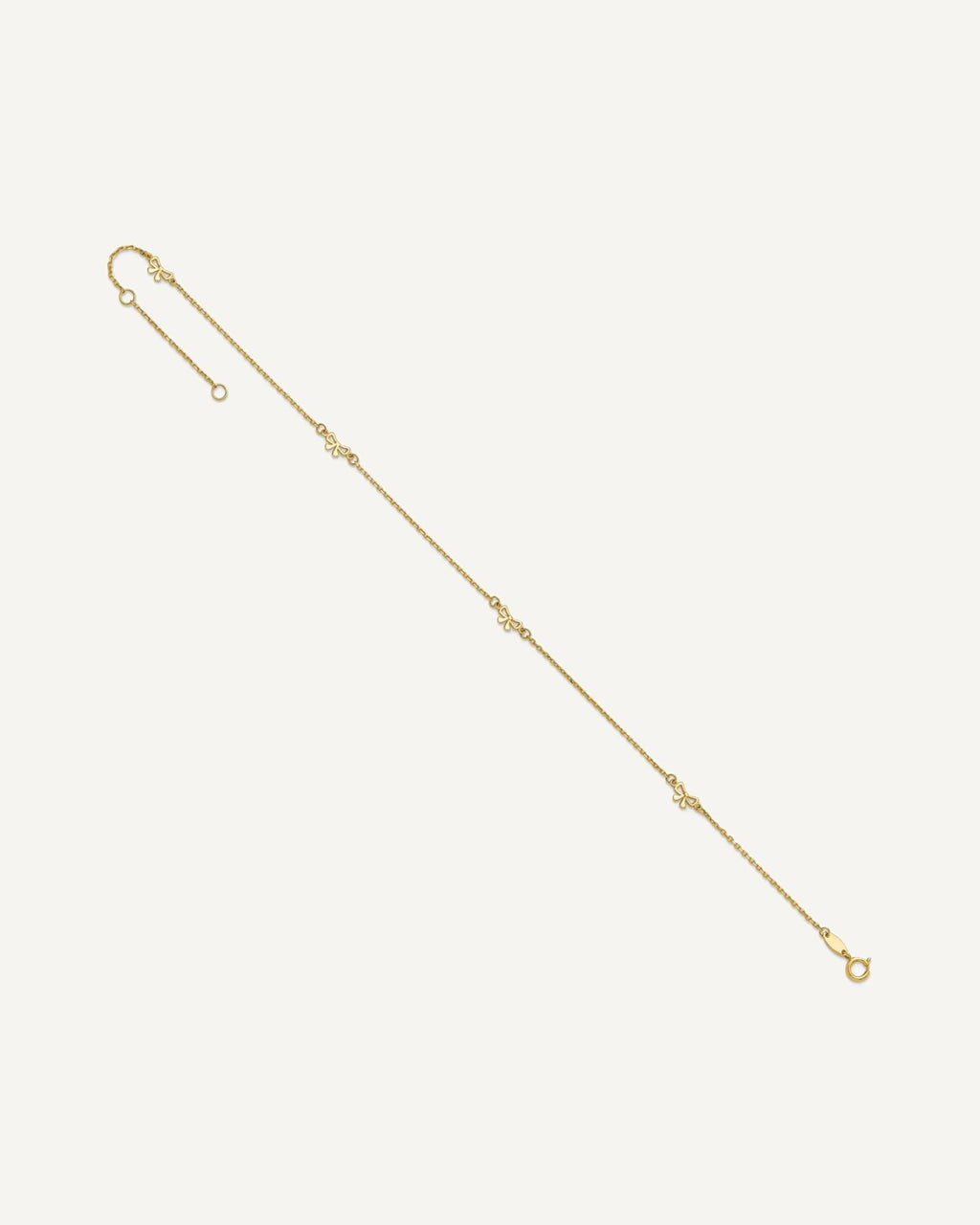 14k Polished Bows 4-station 9 inch Plus 1 inch Extender - Total 10 inch Anklet – View 6