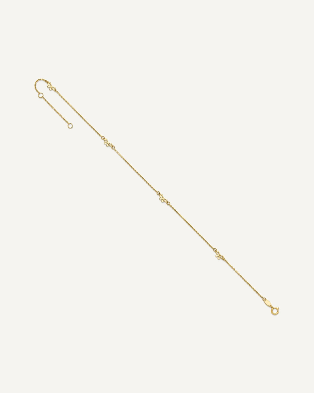 14k Polished Bows 4-station 9 inch Plus 1 inch Extender - Total 10 inch Anklet – View 6