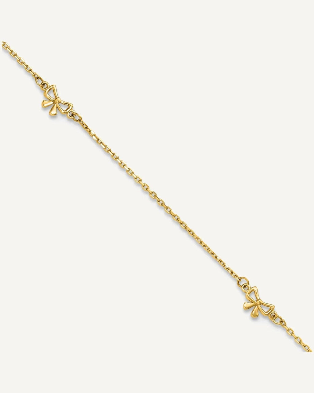 14k Polished Bows 4-station 9 inch Plus 1 inch Extender - Total 10 inch Anklet – View 1