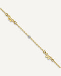 14k Two-tone Polished Diamond-cut Beads and Bows 9 inch Plus 1 inch Extender - Total 10 inch Anklet – View 1