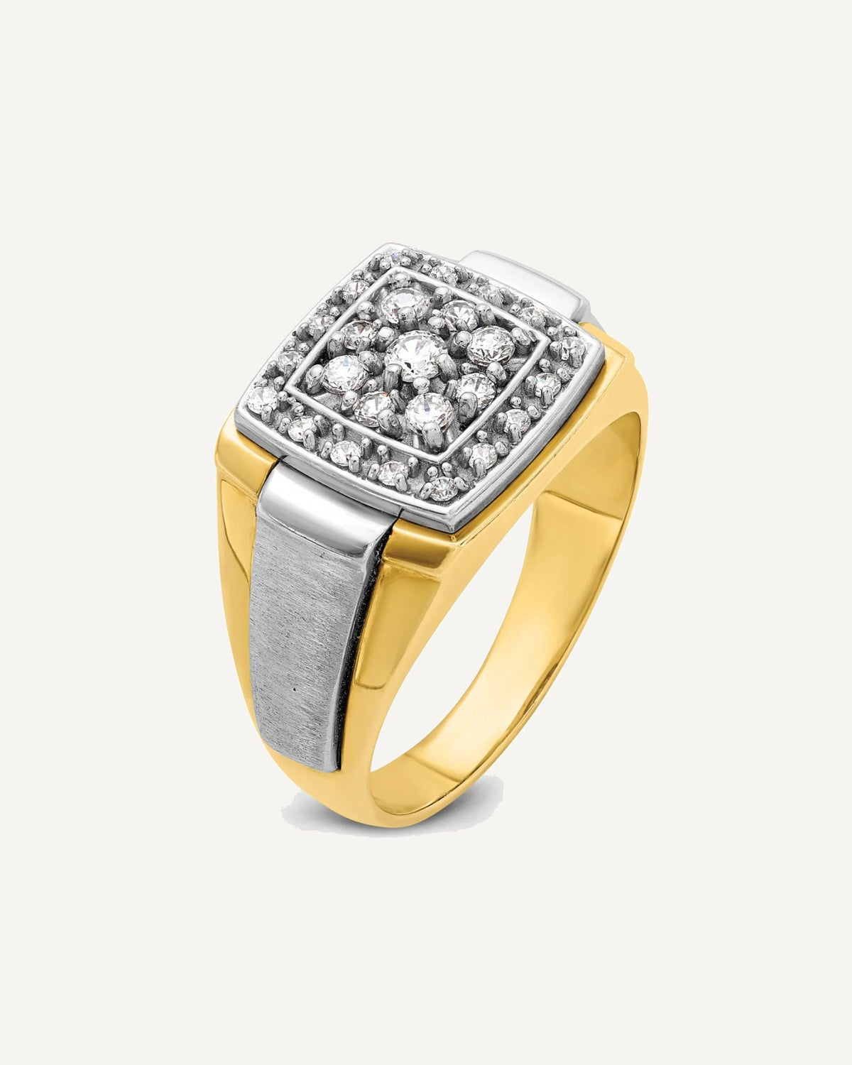 IBGoodman 14k Two Tone 1/2 carat Lab Grown Diamond VS/SI+ G+ Complete Polished and Satin Cluster Ring – View 6